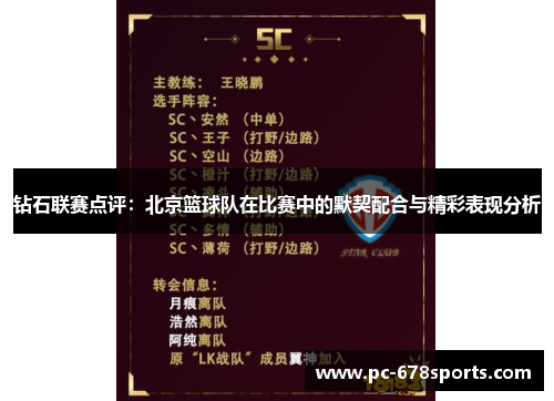 钻石联赛点评：北京篮球队在比赛中的默契配合与精彩表现分析